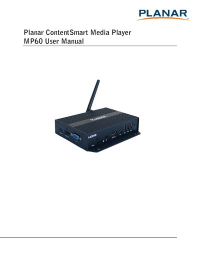 Planar ContentSmart MP60 Media Player User Manual - cover page