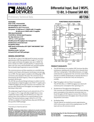 Analog Devices AD7266 Datasheet