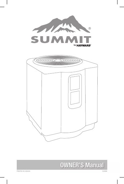Hayward SUMMIT Pool Heat Pump Owner's Manual - cover page