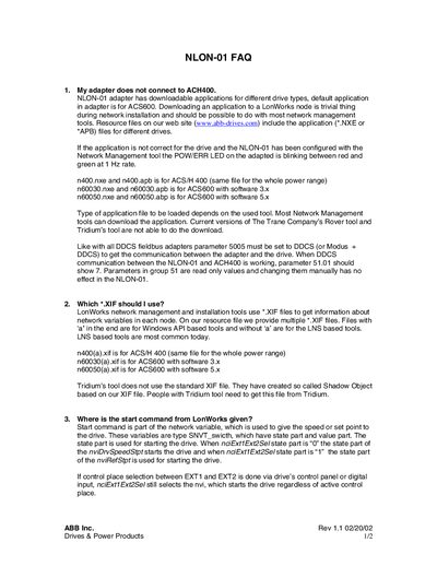 ABB NLON-01 FAQ Manual