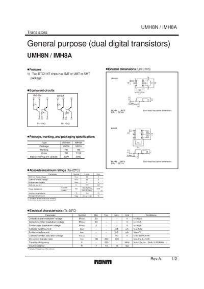 ROHM UMH8N/IMH8A Datasheet - cover page