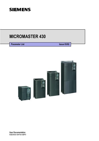 Siemens Micromaster 430 Parameter List