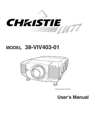 CHRISTIE LU77 38-VIV403-01 user manual - cover page