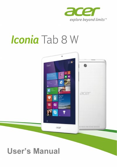 Acer Iconia W1-810 Tablet User Manual - cover page