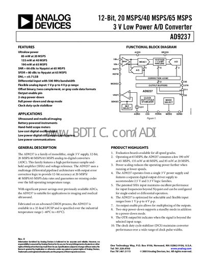 Analog Devices AD9237 Datasheet - cover page