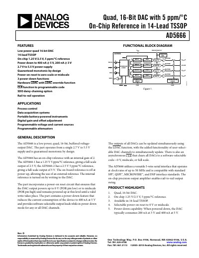 Analog Devices AD5666 Datasheet - cover page