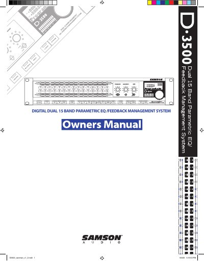 Samson Technologies D3500 Digital Dual 15 Band Parametric EQ User Manual - cover page
