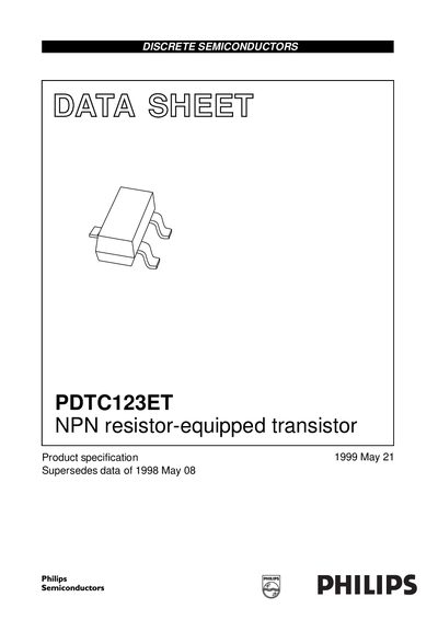 Philips PDTC123ET NPN Resistor-Equipped Transistor Datasheet - cover page