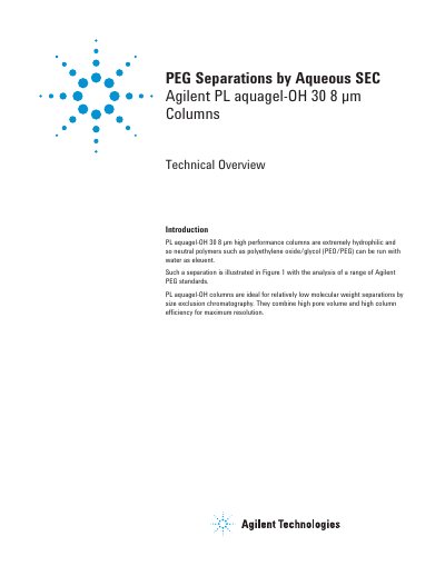 Agilent PL aquagel-OH 30 8 um Columns Technical Overview - cover page