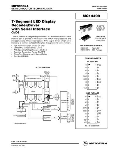 MOTOROLA MC14499 handbook - cover page