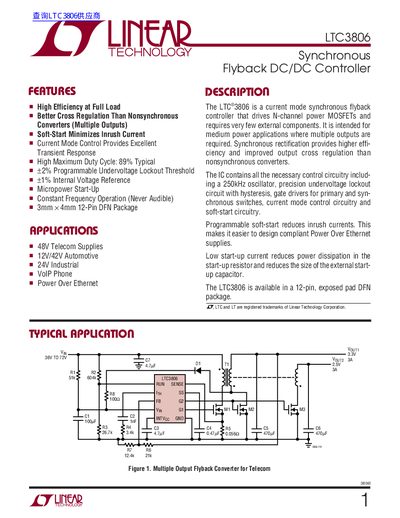 Linear Technology LTC3806 Datasheet - cover page