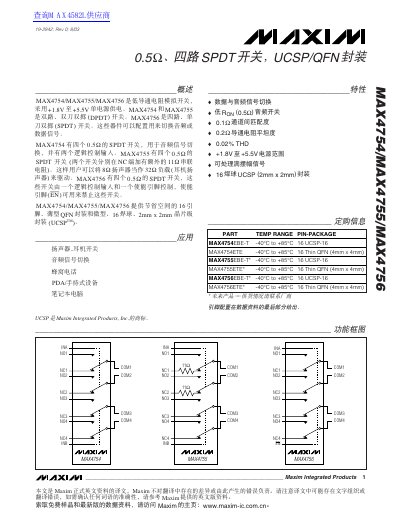 Maxim MAX4754/MAX4755/MAX4756 Analog Switch Datasheet - cover page
