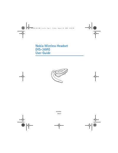 Nokia HS-36W Wireless Headset User Guide