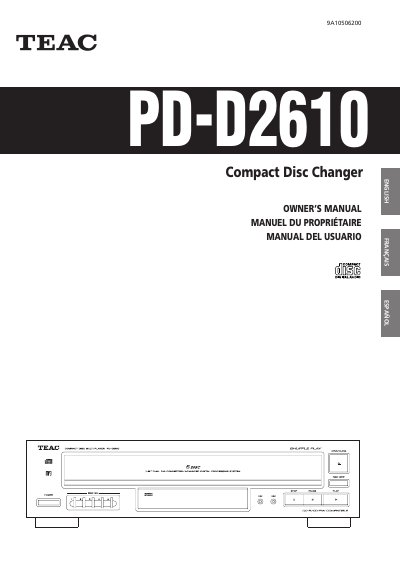 TEAC PD-D2610 Compact Disc Changer Owner's Manual - cover page