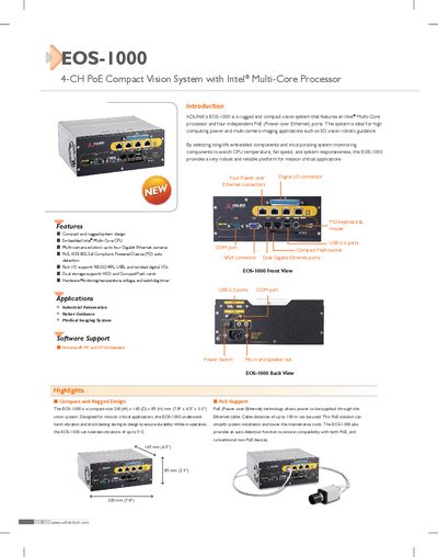 EOS-1000 4-CH PoE Compact Vision System with Intel Multi-Core Processor - cover page
