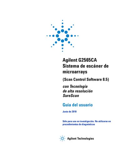 Agilent G2565CA Microarray Scanner System User Guide - cover page