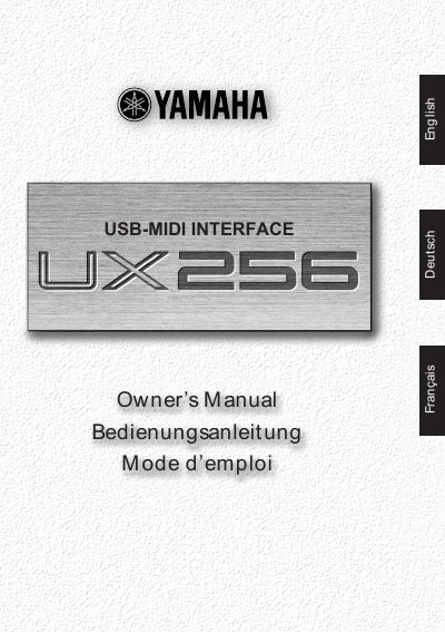 Yamaha UX256 USB-MIDI Interface Owner's Manual - cover page