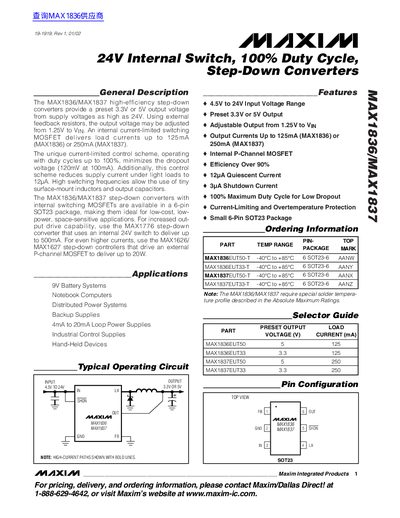 MAXIM MAX1836/MAX1837 handbook - cover page