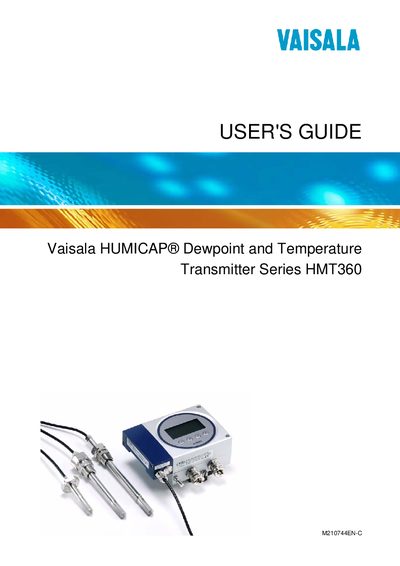 Vaisala HMT360 Dewpoint and Temperature Transmitter User's Guide - cover page
