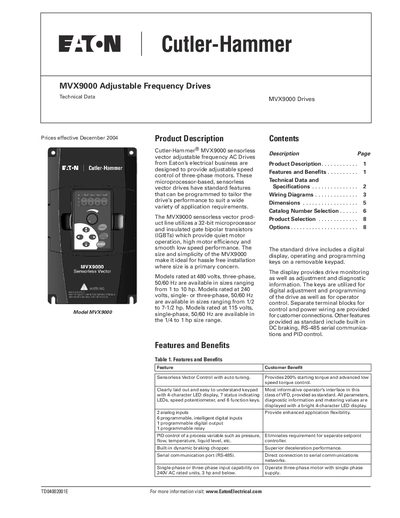 Eaton MVX9000 Adjustable Frequency Drive Datasheet - cover page