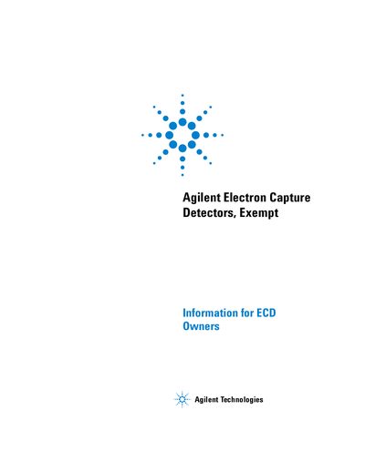 Agilent Electron Capture Detectors Exempt Information for ECD Owners Guide - cover page