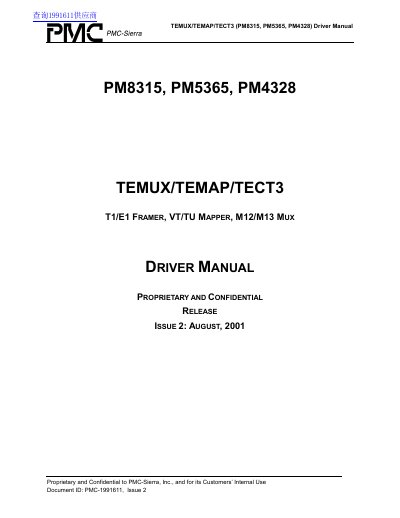 PMC-Sierra PM8315/PM5365/PM4328 Driver Manual - cover page