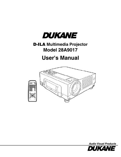 Dukane 28A9017 D-ILA Multimedia Projector User's Manual - cover page