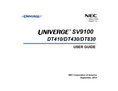NEC DT410/DT430/DT830 User Guide - cover page