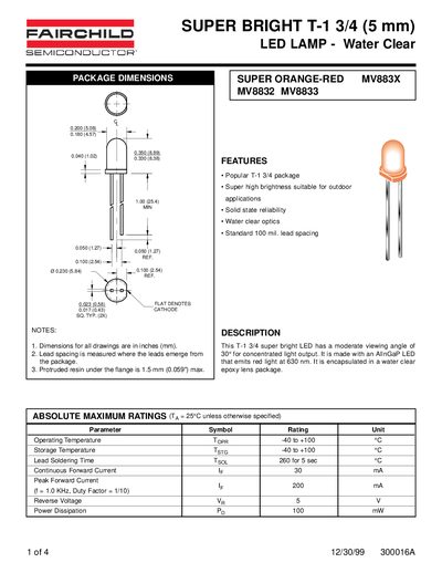FAIRCHILD MV883X/MV8832/MV8833 handbook - cover page