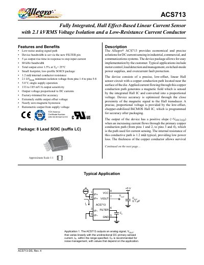 Allegro ACS713 Current Sensor Datasheet - cover page