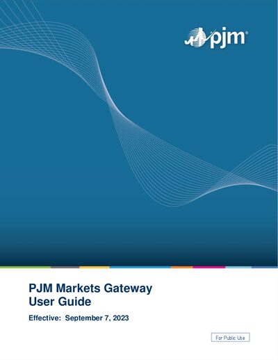 PJM Markets Gateway User Manual