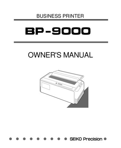 Seiko Precision BP-9000 User Manual - cover page