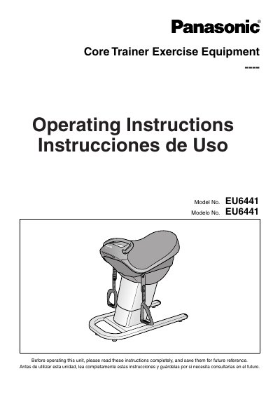 Panasonic EU6441 Core Trainer Exercise Equipment Operating Instructions - cover page