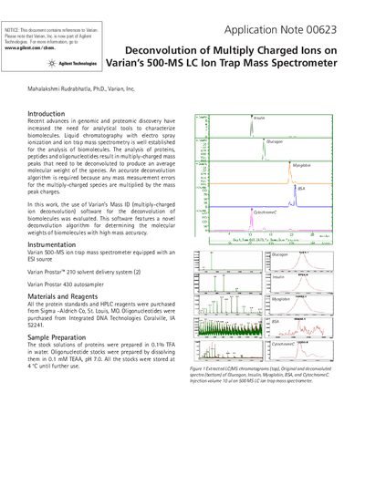 Agilent 500-MS LC Ion Trap Mass Spectrometer Mass ID Application Note - cover page