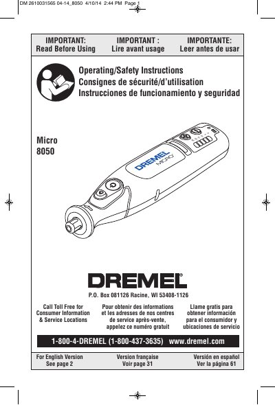Dremel 8050DM Rotary Tool User Manual - cover page