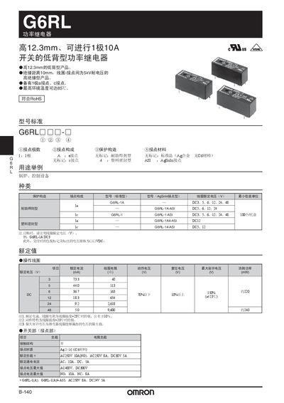 OMRON G6GL power relay Manual