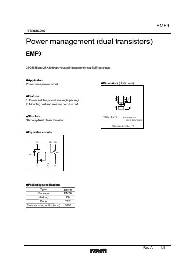Rohm EMF9 Transistors Datasheet - cover page