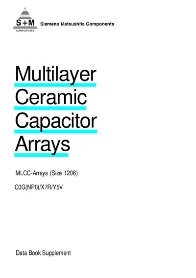 EPCOS Multilayer Ceramic Capacitor Arrays MLCC-Arrays (Size 1206) C0G(NP0)/X7R/Y5V Manual - cover page