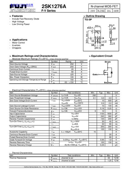 Gollmer 2SK1276A Datasheet - cover page