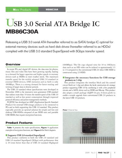 Fujitsu MB86C30A USB 3.0 Serial ATA Bridge IC Datasheet - cover page