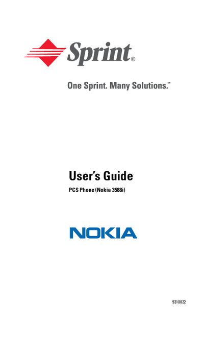 Nokia 3588i PCS Phone User Guide - cover page