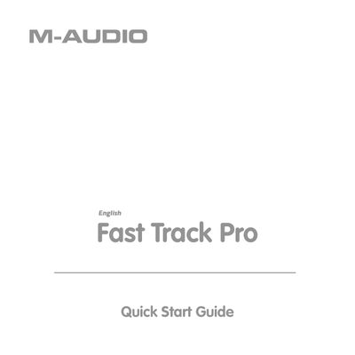 M-Audio Fast Track Pro Quick Start Guide - cover page