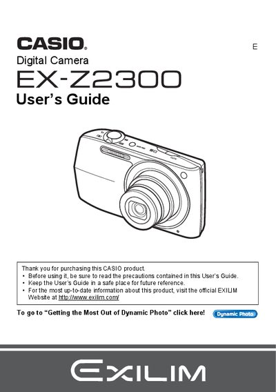 casio digital camera EX-Z2300 User s Guide  - cover page