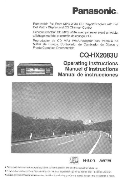 Panasonic CQ-HX2083U CD Player/Receiver Operating Instructions - cover page