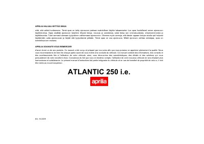 aprilia 854007 ATLANTIC 250 i.e. SF-F 2006 Manual - cover page