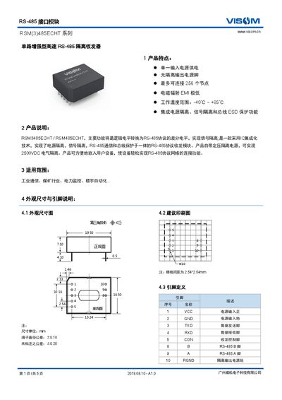 Visom RSM(3)485ECHT RS-485 Interface Module User Manual - cover page