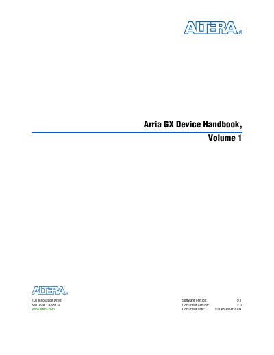 Altera Arria GX Device Handbook Volume 1 - cover page