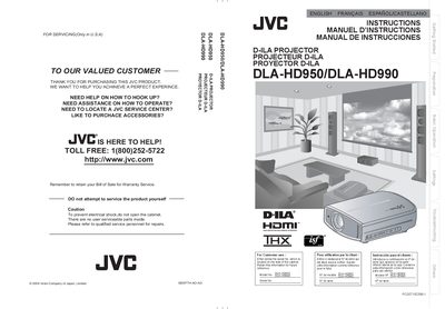 JVC DLA-HD950/DLA-HD990 Projector User Manual cover