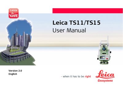 Leica TS11/TS15 Total Station User Manual - cover page