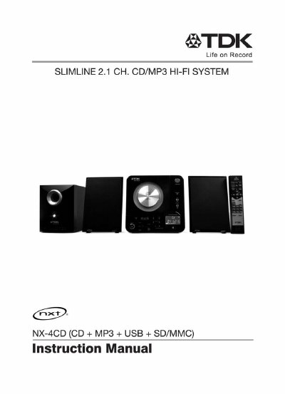 TDK NX-4CD CD/MP3 System Instruction Manual - cover page